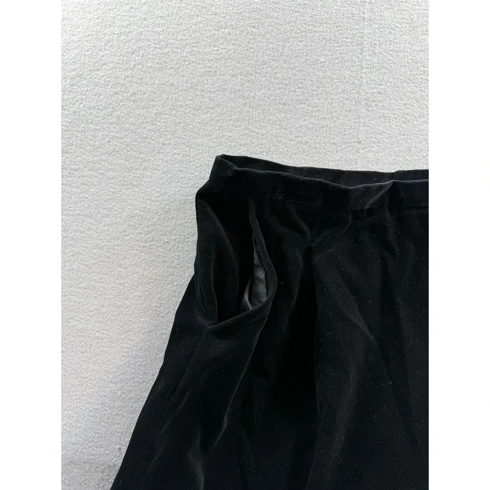 Doncaster Velvet Midi Skirt Womens 14 Black ALine Pocketed Back Vent USA Vintage